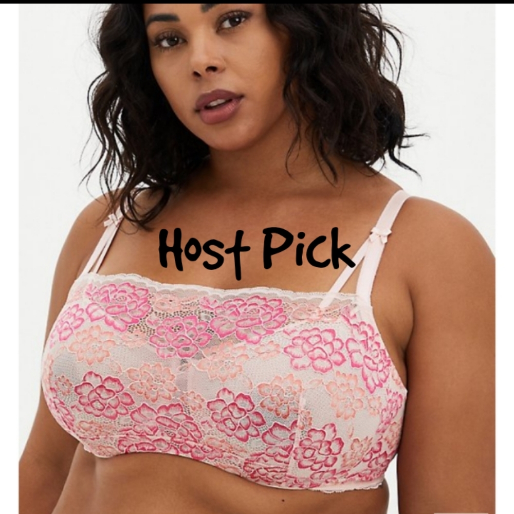 torrid Pink Floral Lace Bandeau Bra